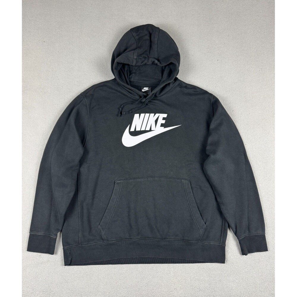 Nike Futura Big Logo Hoodie Men's XXL Black Pullover Fleece Sweatshirt